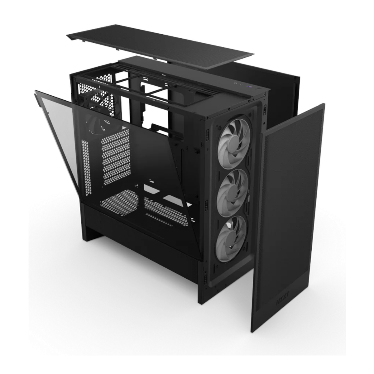 NZXT H5 Flow RGB ATX Mid-Tower Airflow Case, Dark Tinted Tempered Glass Side Window, F360 RGB Core & F120Q (CV) Fan Included, Full-Size GPU Support, USB 3.2 Gen2x2, Tool-Free Access, Black, 1 Year Warranty | CC-H52FB-R1