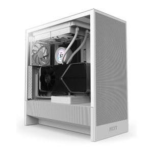 NZXT H5 Flow ATX Mid-Tower Case, Ultra Clear Tempered Glass Side Panel, 1 x F120Q (CV) Fan, Full-Size GPU Support, USB 3.2 Gen2x2, Tool-Free Access, White, 1 Year Warranty | CC-H52FW-01