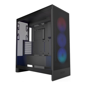 NZXT H7 Flow RGB ATX Mid-Tower Airflow Case, Dark Tinted Tempered Glass Side Window, F360 RGB Core Fan Included, Full-Size GPU Support, USB 3.2 Gen2x2, Tool-Free Access, Black, 1 Year Warranty | CM-H72FB-R1