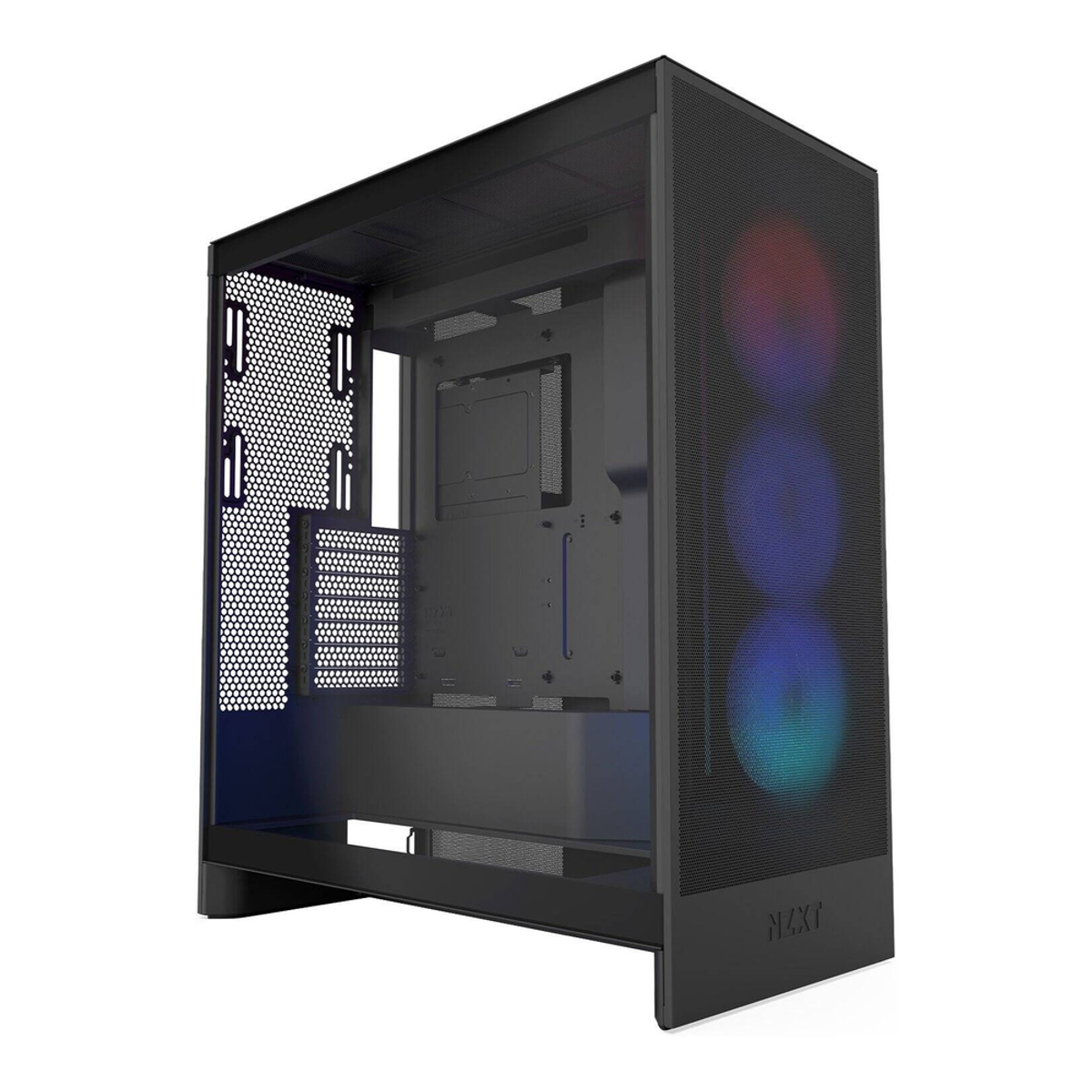 NZXT H7 Flow RGB ATX Mid-Tower Airflow Case, Dark Tinted Tempered Glass Side Window, F360 RGB Core Fan Included, Full-Size GPU Support, USB 3.2 Gen2x2, Tool-Free Access, Black, 1 Year Warranty | CM-H72FB-R1