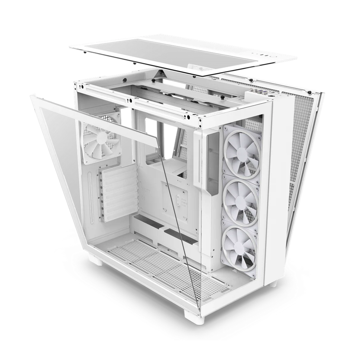 NZXT H9 Elite RGB Dual-Chamber ATX Mid-Tower Airflow Case, Ultra Clear Tempered Glass Side Window, 3 x F Series 120mm RGB Duo Fans, 1 x F120Q (CV) Fan, Full-Size GPU Support, USB 3.2 Gen2x2, White, 1 Year Warranty | CM-H91EW-01