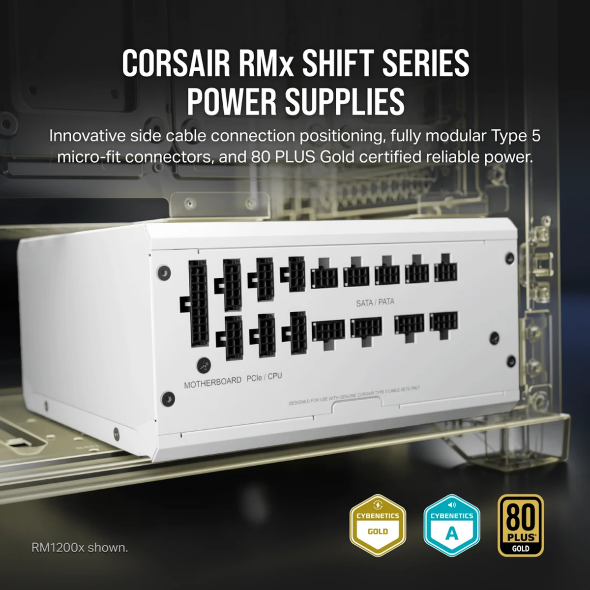 Corsair RM850x SHIFT 80 Plus Gold Power Supply, 850W, Fully Modular, ATX, White, 1 Year Warranty | CP-9020274-UK