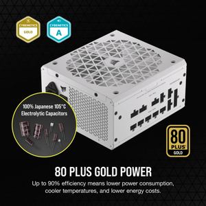 Corsair RM850x SHIFT 80 Plus Gold Power Supply, 850W, Fully Modular, ATX, White, 1 Year Warranty | CP-9020274-UK