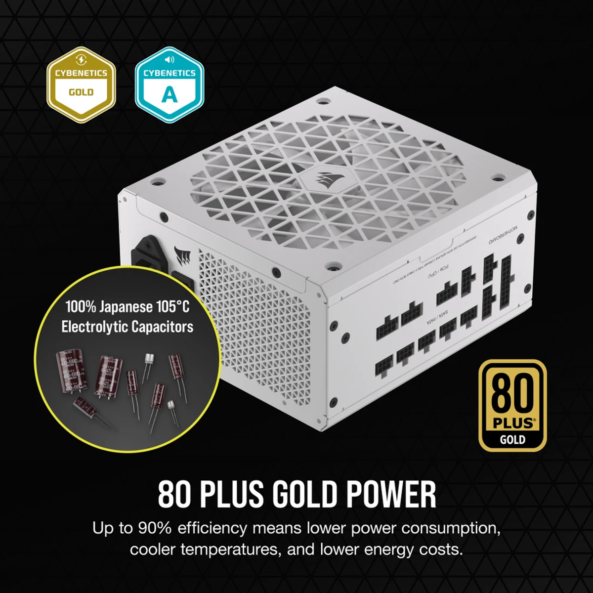 Corsair RM850x SHIFT 80 Plus Gold Power Supply, 850W, Fully Modular, ATX, White, 1 Year Warranty | CP-9020274-UK