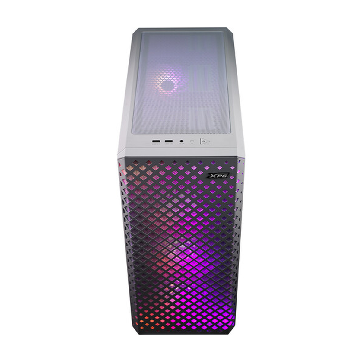 XPG Defender Pro Mid-Tower E-ATX PC Case, Tempered Glass Side Panel With Mesh Panel Design, 3 x XPG VENTO ARGB 120mm Fans, 400mm GPU Support, USB 3.0, White, 1 Year Warranty | DEFENDERPRO-WHCWW
