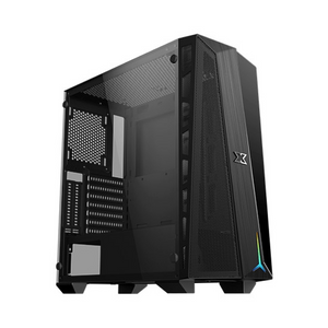 XIGMATEK Cyclops Black E-ATX PC Case, Tempered Glass Side Panel With Mesh Front Grill, 2 x 120mm COUGAR RGB Fans, 350mm GPU Support, USB 3.0, Black, 1 Year Warranty | EN44290