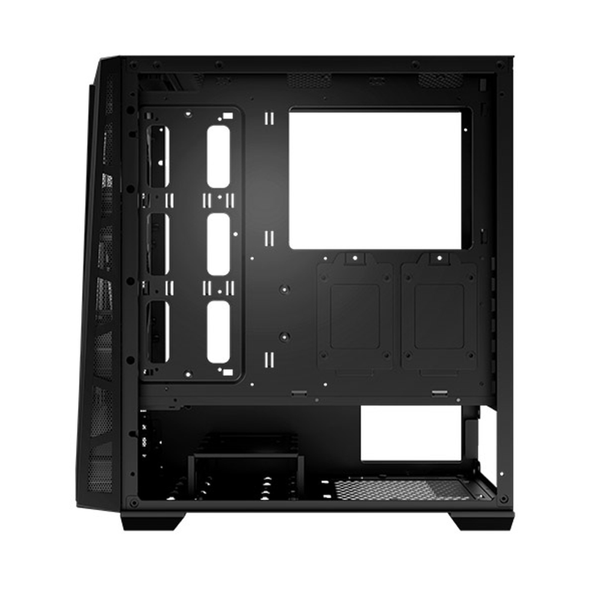XIGMATEK Cyclops Black E-ATX PC Case, Tempered Glass Side Panel With Mesh Front Grill, 2 x 120mm COUGAR RGB Fans, 350mm GPU Support, USB 3.0, Black, 1 Year Warranty | EN44290