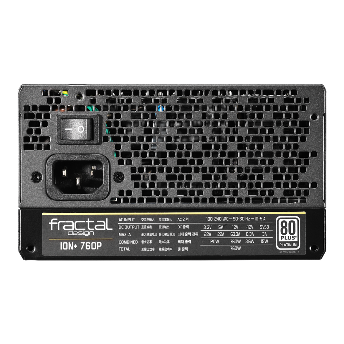 Fractal Design Ion+ 80 Plus Platinum Power Supply, 760W, Fully Modular, ATX, Black, 1 Year Warranty | FD-PSU-IONP-760P-BK-U