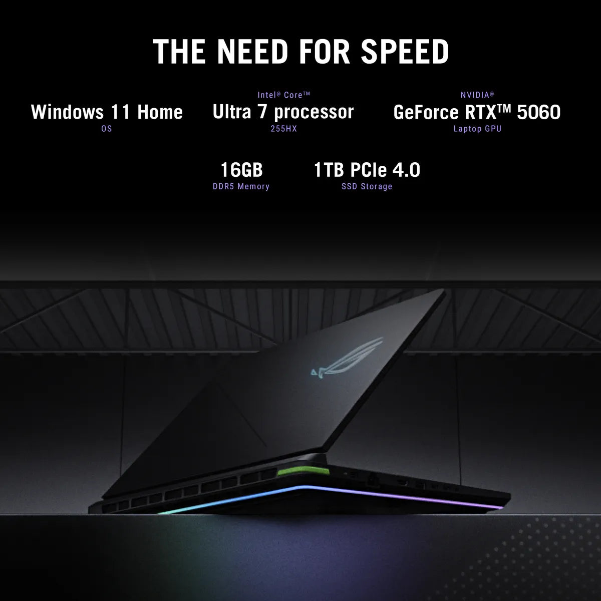 ASUS ROG Strix G615LM Intel Core Ultra 7 255HX Processor, 16GB RAM, 1TB SSD, 8GB NVIDIA RTX 5060, 16" 2.5K WQXGA 240Hz Display, Windows 11 Home, English & Arabic Keyboard, 2 Year Warranty | G615LM-G1SU7161W