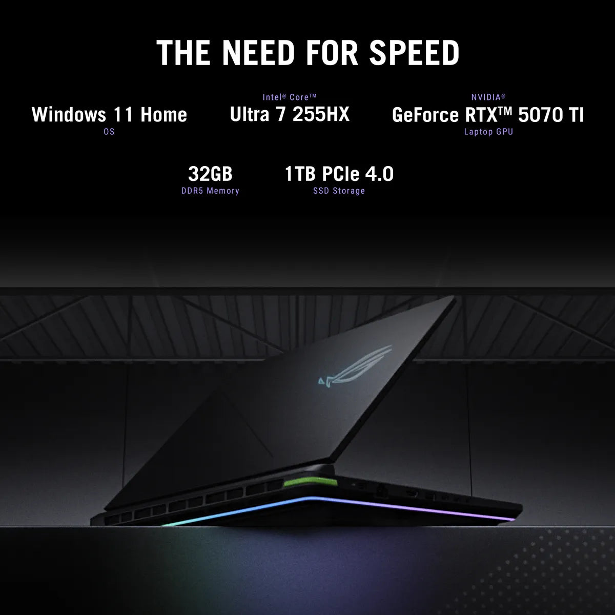 Asus ROG Strix G16 G615LR Gaming Laptop Intel Core Ultra 7 255HX Processor, 32GB RAM, 1TB SSD, 12GB NVIDIA RTX 5070Ti, 16" FHD+ 165Hz Display, Windows 11 Home, English Keyboard, 2 Year Warranty | G615LR-RV052W