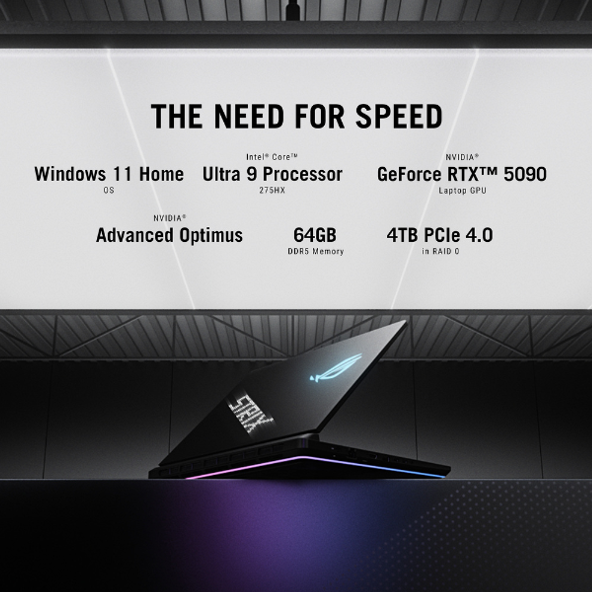 ASUS ROG Strix SCAR 18 Intel Core Ultra 9  275HX Processor, 64GB RAM, 4TB SSD, 24GB GDDR7 NVIDIA RTX 5090, 18" 2.5K (2560 x 1600, WQXGA), 240Hz Display, Windows 11 Home, Off Black, 2 Years Warranty | G835LX-SA047W