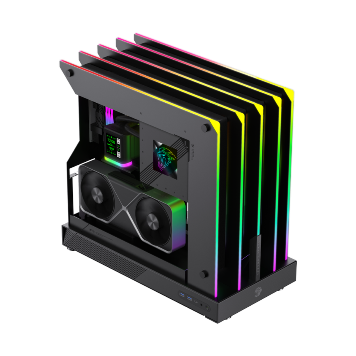 Gamemax BLADE CONCEPT ATX PC Case, Metal Open Air Design With Aggresive Claw-Style RGB Lighting, 400mm GPU Support, USB 3.2 Gen 2, Black, 1 Year Warranty | GM-BLADE-CONCEPT
