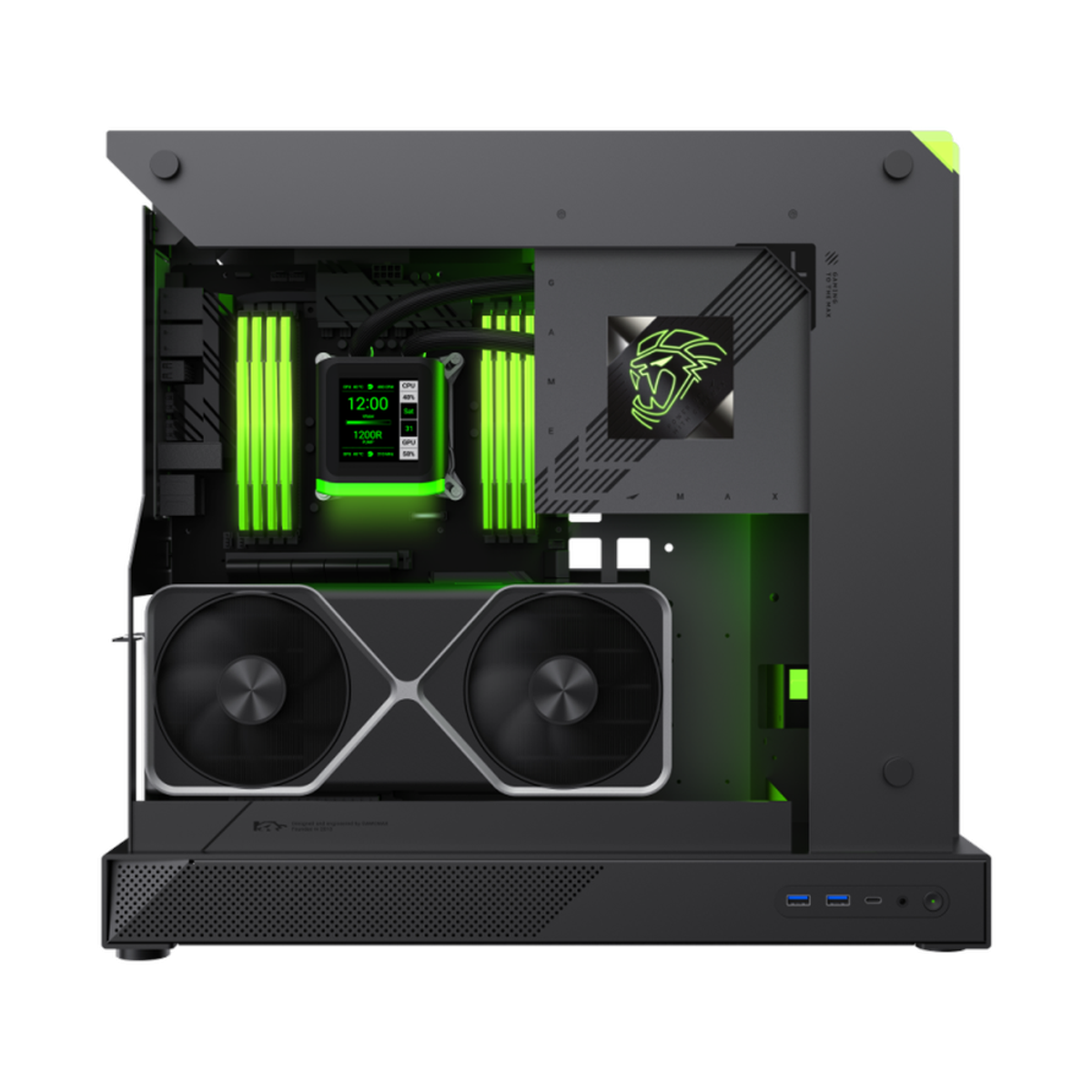 Gamemax BLADE CONCEPT ATX PC Case, Metal Open Air Design With Aggresive Claw-Style RGB Lighting, 400mm GPU Support, USB 3.2 Gen 2, Black, 1 Year Warranty | GM-BLADE-CONCEPT
