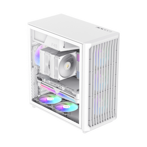 Gamemax F45 WW ATX PC Case, Tempered Glass Left Panel, 3 x 120mm ARGB Fans, 350mm GPU Support, USB 3.2 Gen 2, White, 1 Year Warranty | GM-F45WH