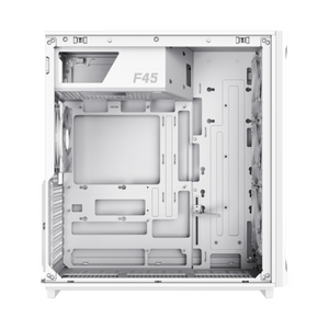 Gamemax F45 WW ATX PC Case, Tempered Glass Left Panel, 3 x 120mm ARGB Fans, 350mm GPU Support, USB 3.2 Gen 2, White, 1 Year Warranty | GM-F45WH