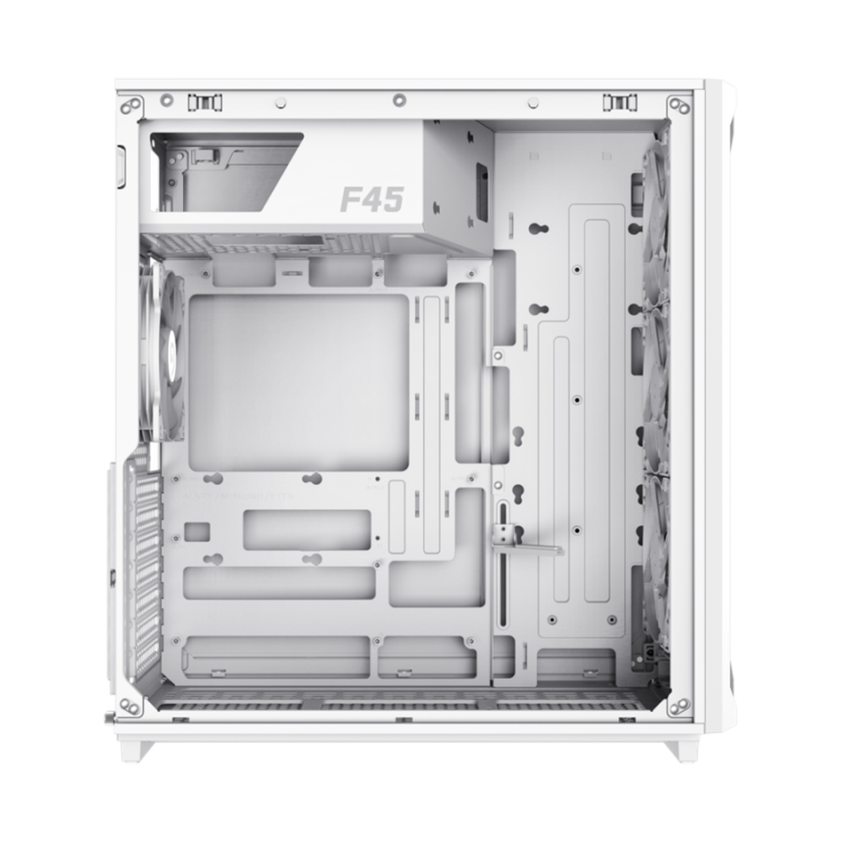 Gamemax F45 WW ATX PC Case, Tempered Glass Left Panel, 3 x 120mm ARGB Fans, 350mm GPU Support, USB 3.2 Gen 2, White, 1 Year Warranty | GM-F45WH