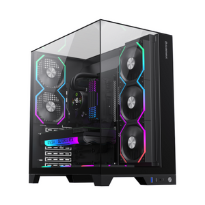 Gamemax Infinity Pro ATX PC Case, Tempered Glass Front & Top Panel, 3 x 120mm Fans, 400mm GPU Support, USB 3.2 Gen 2, Black, 1 Year Warranty | GM-INFINITY-PRO-BK