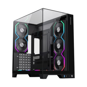Gamemax Infinity Pro ATX PC Case, Tempered Glass Front & Top Panel, 3 x 120mm Fans, 400mm GPU Support, USB 3.2 Gen 2, Black, 1 Year Warranty | GM-INFINITY-PRO-BK