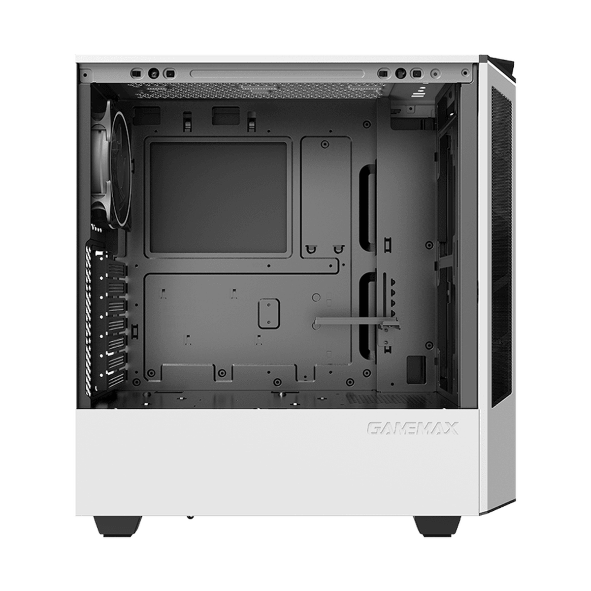 Gamemax Paladin T801 ARGB ATX PC Case, Tempered Glass Side Panel, 1 x ARGB 12cm Rainbow Fan, 360mm GPU Support, USB 3.1 Gen 1, White, 1 Year Warranty | GM-T801-PAL-WH