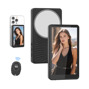 Genuine Reel Buddy Magnetic Selfie Screen, Real-Time Rear Camera Preview with HD Display, Screen Flip Function, 50M Wireless Sync, Bluetooth Remote Included, Black, 1 Year Warranty | GN-RBT1BK