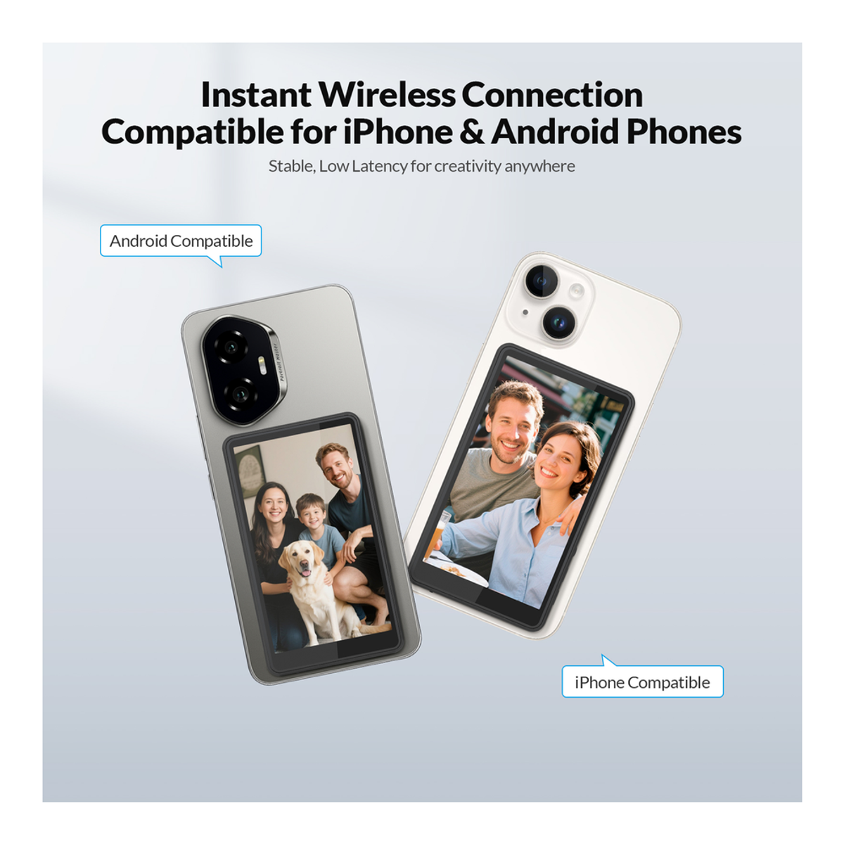 Genuine Reel Buddy Magnetic Selfie Screen, Real-Time Rear Camera Preview with HD Display, Screen Flip Function, 50M Wireless Sync, Bluetooth Remote Included, Black, 1 Year Warranty | GN-RBT1BK