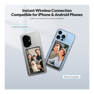 Genuine Reel Buddy Magnetic Selfie Screen, Real-Time Rear Camera Preview with HD Display, Screen Flip Function, 50M Wireless Sync, Bluetooth Remote Included, White, 1 Year Warranty | GN-RBT1WH