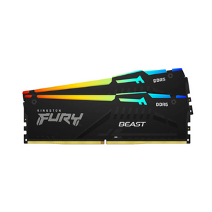 Kingston Fury Beast RGB Memory Kit, 64GB (2x32GB), DDR5 DRAM, 5200 MT/s, CL-40, 1 Year Warranty | KF552C40BBAK2-64