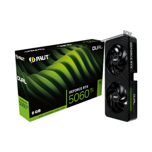 Palit GeForce RTX 5060 Ti Dual Edition Graphics Card, GDDR7 8GB 128-bit Memory, HDMI 2.1b, DP 2.1b Outputs, PCI Express 5.0, 2573 MHz Boost Clock, 28 Gbps Memory Clock, 1 Year Warranty | NE7506T019P1-GB2062D