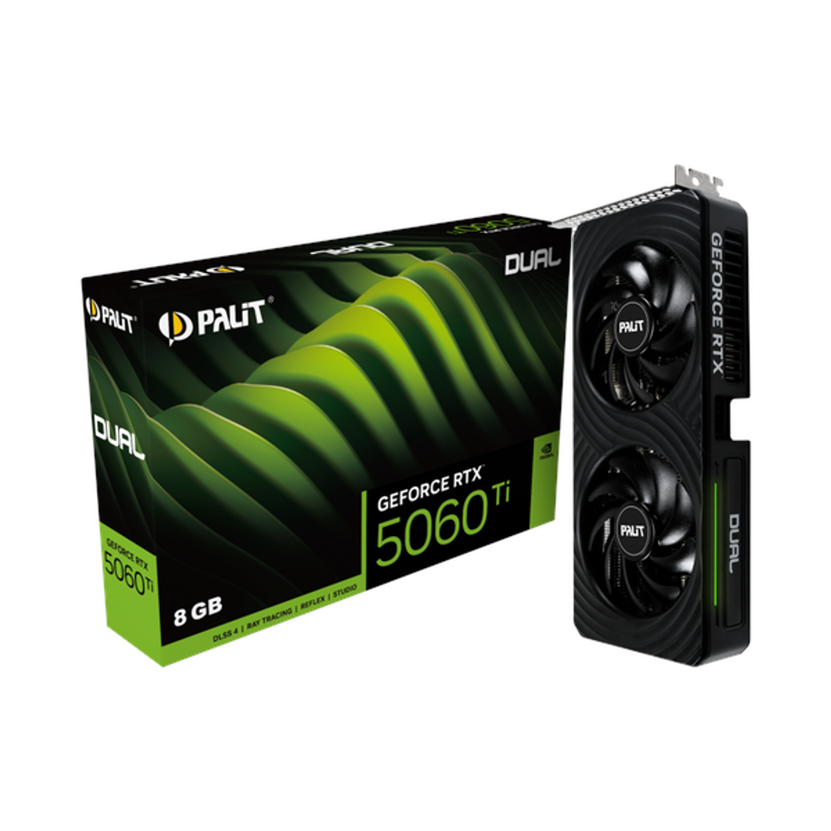 Palit GeForce RTX 5060 Ti Dual Edition Graphics Card, GDDR7 8GB 128-bit Memory, HDMI 2.1b, DP 2.1b Outputs, PCI Express 5.0, 2573 MHz Boost Clock, 28 Gbps Memory Clock, 1 Year Warranty | NE7506T019P1-GB2062D