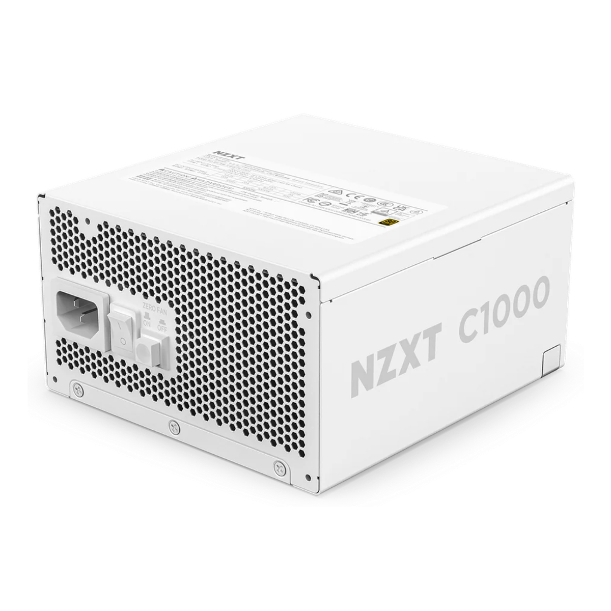 NZXT C1000 80 Plus Gold Power Supply, 1000W, Fully Modular, ATX, White, 1 Year Warranty | PA-0G2BW-UK
