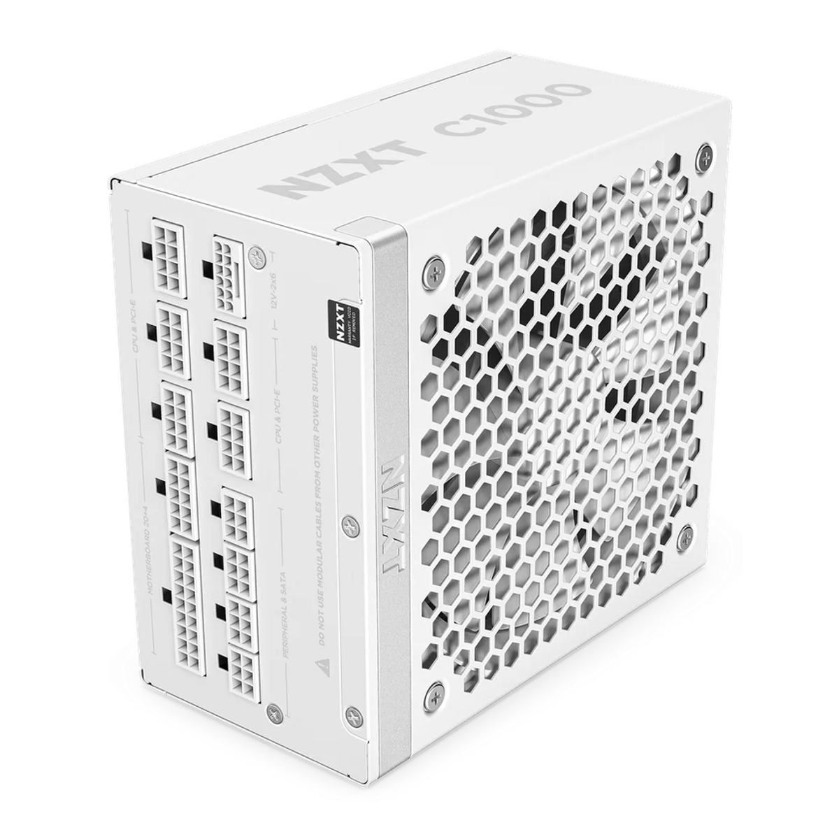 NZXT C1000 80 Plus Gold Power Supply, 1000W, Fully Modular, ATX, White, 1 Year Warranty | PA-0G2BW-UK