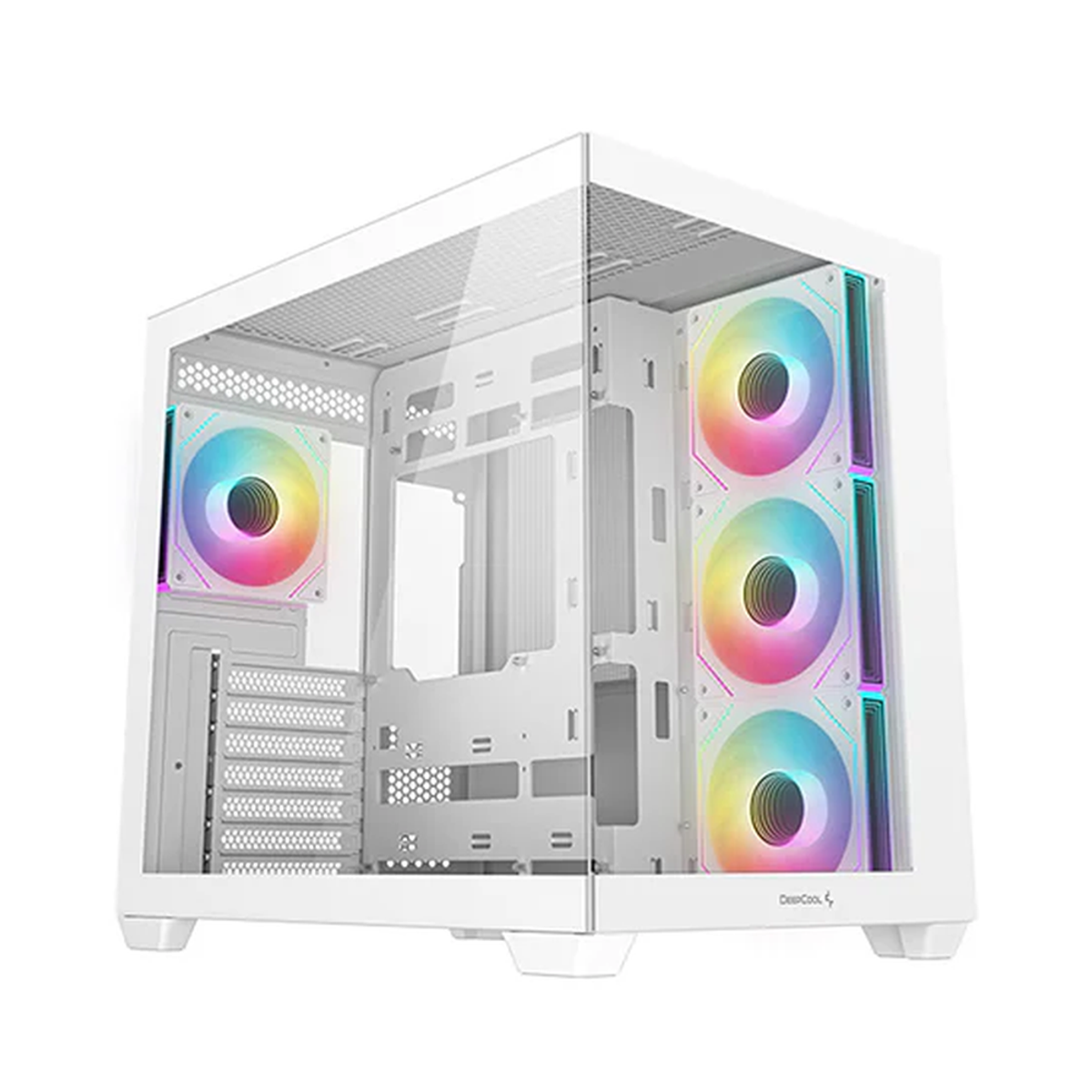 DeepCool CG530 4F WH ATX PC Case, Dual-Chamber Design With Tempered glass Side & Front Panel, 4 x 120mm(PWM+ARGB Reverse Blade) Fans, Full Size GPU Support, USB 3.2 Gen 2, White, 1 Year Warranty | R-CG530-WHADA4-G-1