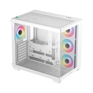 DeepCool CG530 4F WH ATX PC Case, Dual-Chamber Design With Tempered glass Side & Front Panel, 4 x 120mm(PWM+ARGB Reverse Blade) Fans, Full Size GPU Support, USB 3.2 Gen 2, White, 1 Year Warranty | R-CG530-WHADA4-G-1