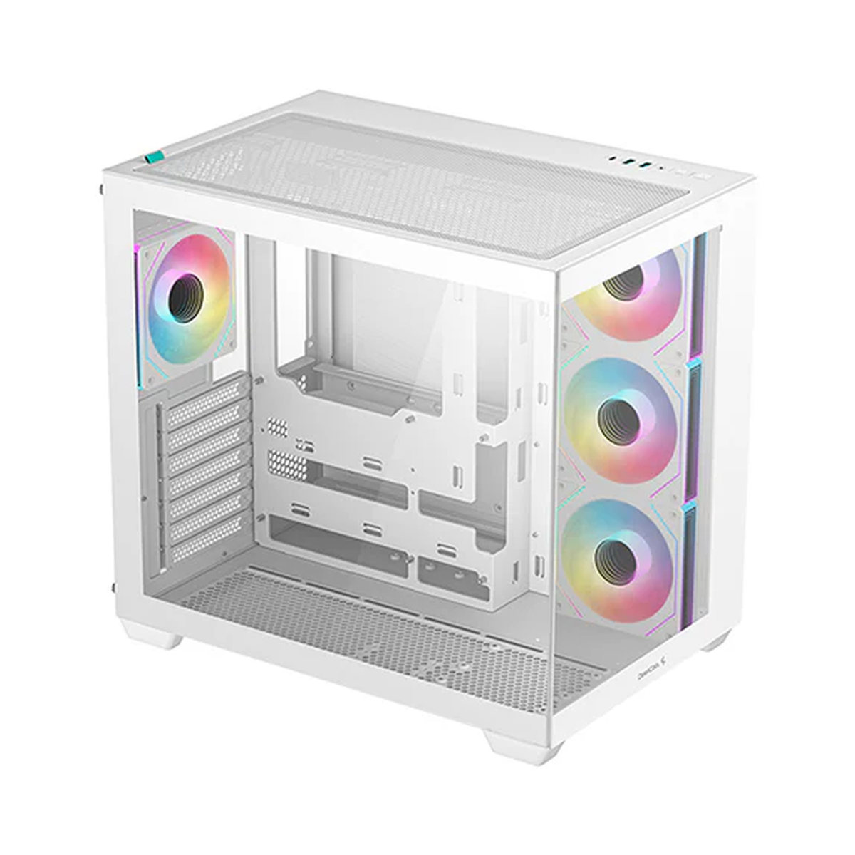 DeepCool CG530 4F WH ATX PC Case, Dual-Chamber Design With Tempered glass Side & Front Panel, 4 x 120mm(PWM+ARGB Reverse Blade) Fans, Full Size GPU Support, USB 3.2 Gen 2, White, 1 Year Warranty | R-CG530-WHADA4-G-1