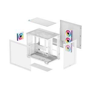 DeepCool CG530 4F WH ATX PC Case, Dual-Chamber Design With Tempered glass Side & Front Panel, 4 x 120mm(PWM+ARGB Reverse Blade) Fans, Full Size GPU Support, USB 3.2 Gen 2, White, 1 Year Warranty | R-CG530-WHADA4-G-1