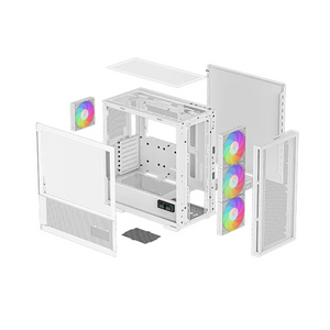 DeepCool CH560 DIGITAL Mid-Tower E-ATX PC Case, Real-Time Dual-Status Digital Display, Tempered glass Side Panel, 4 x ARGB Fans, 380mm GPU Support, USB 3.0, White, 1 Year Warranty | R-CH560-WHAPE4D-G-1