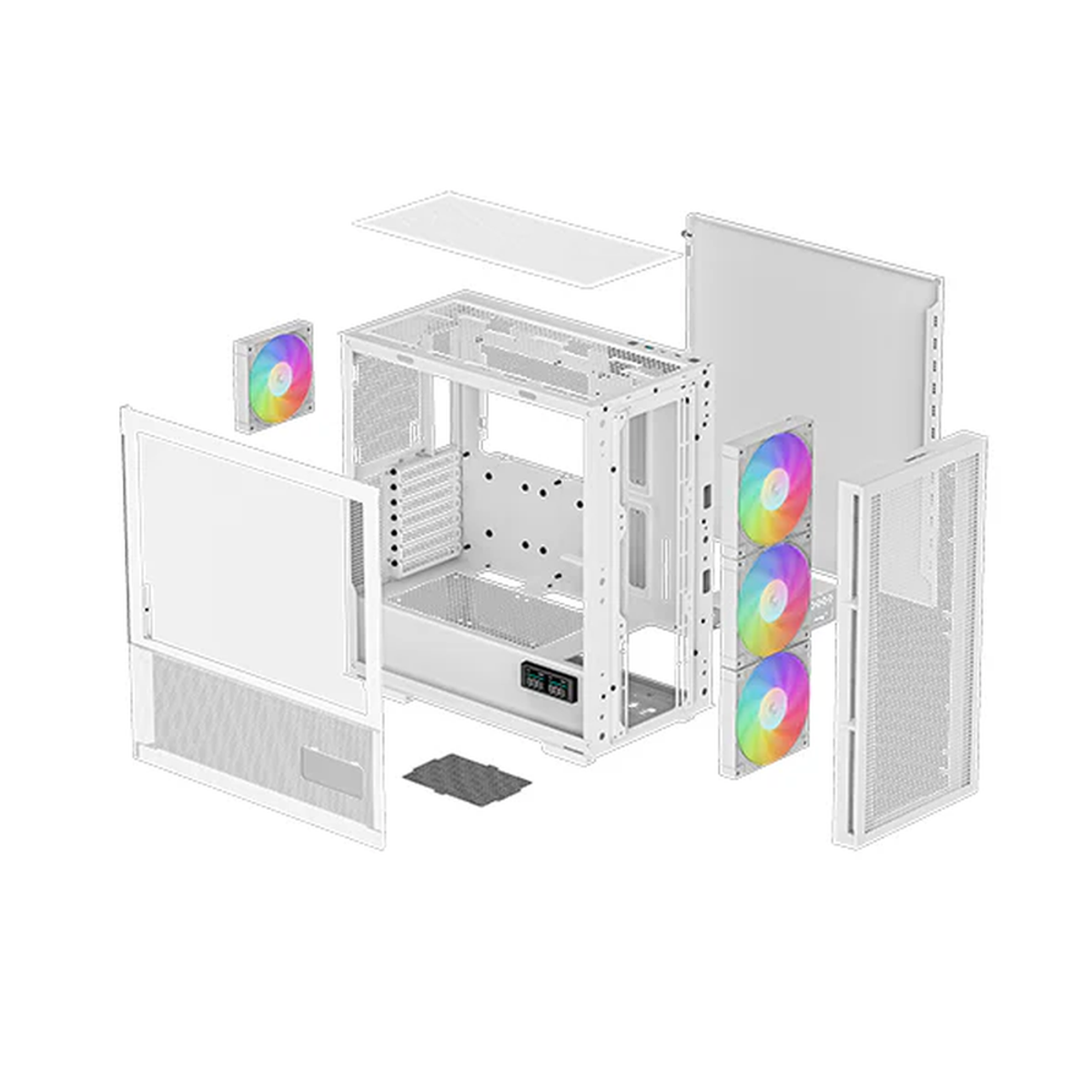 DeepCool CH560 DIGITAL Mid-Tower E-ATX PC Case, Real-Time Dual-Status Digital Display, Tempered glass Side Panel, 4 x ARGB Fans, 380mm GPU Support, USB 3.0, White, 1 Year Warranty | R-CH560-WHAPE4D-G-1