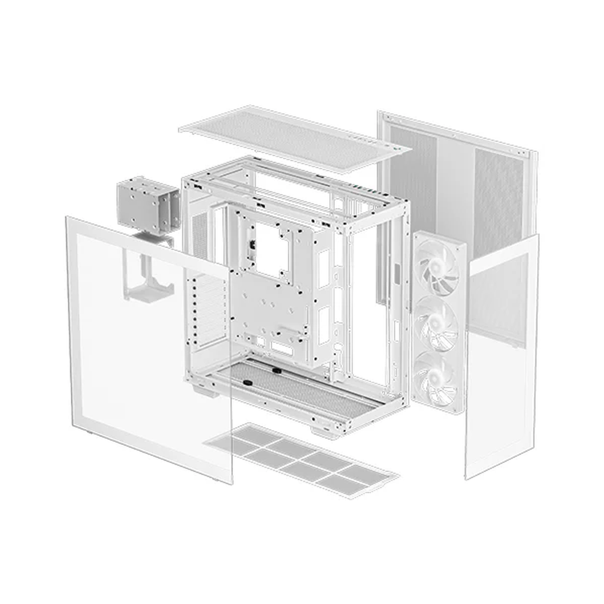 DeepCool CH780 WH E-ATX PC Case, Panoramic Glass-Dual Chamber, 1 x 420mm ARGB Fan Unit, 480mm GPU Support, USB 3.2 Gen 2, White, 1 Year Warranty | R-CH780-WHADE41-G-1