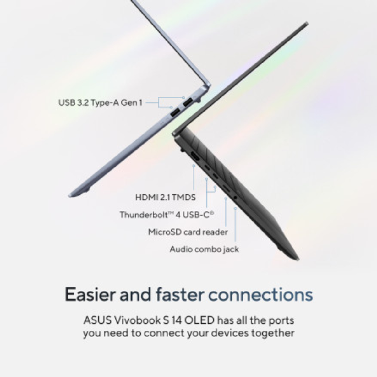 ASUS Vivobook S 14 Intel Core Ultra 7 258V Processor, 32GB RAM, 1TB SSD, 14" WUXGA OLED Display, 60Hz, Windows 11 Home, English & Arabic Keyboard, Neutral Black, 1 Year Warranty | S5406SA-QD076W