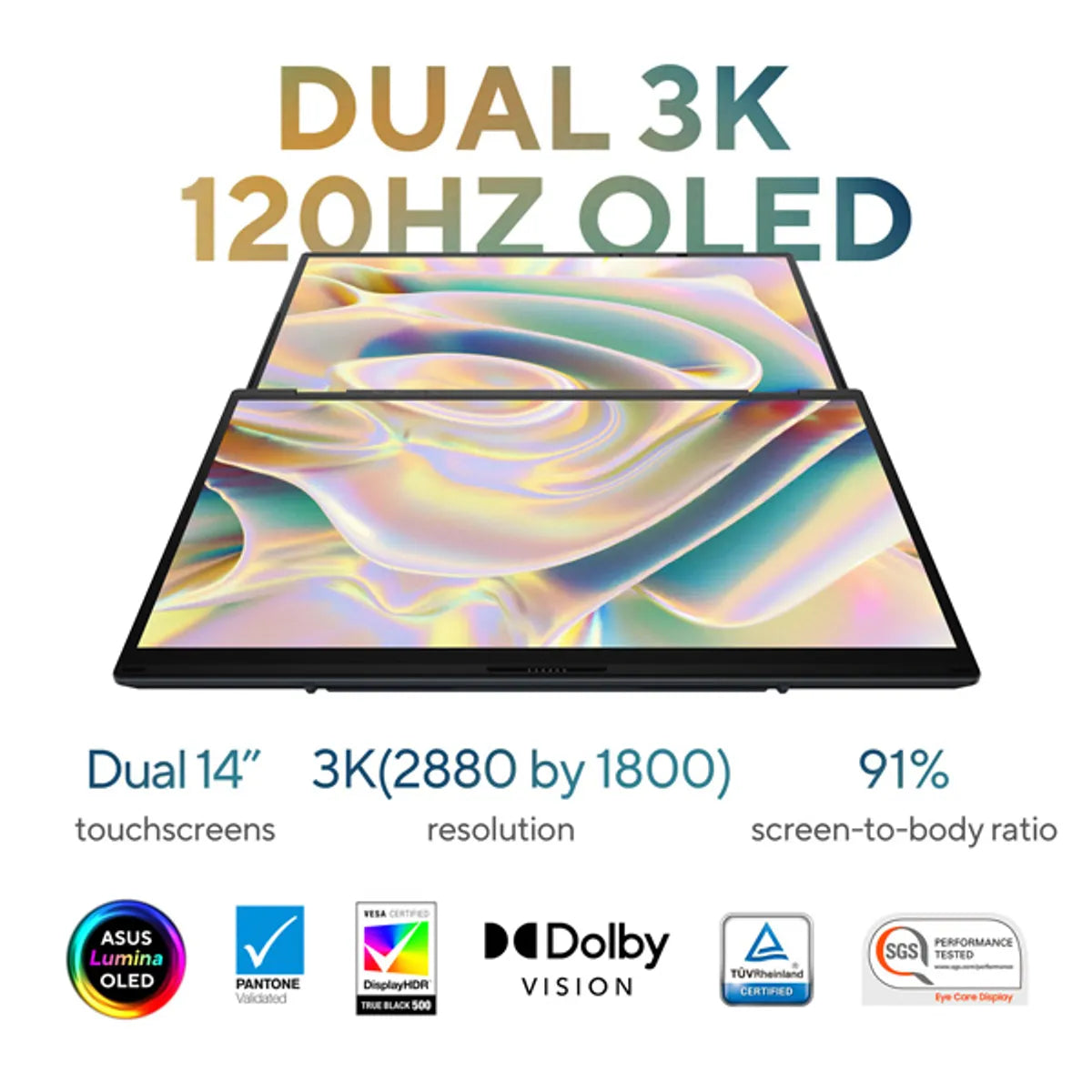 ASUS Zenbook Duo Intel Core Ultra 7 Processor, 32GB LPDDR5X RAM, 1TB SSD, 14" OLED Display, Intel Arc Graphics, Windows 11 Home, Basalt Gray, 2 Year Warranty | UX8406CA-OLED7