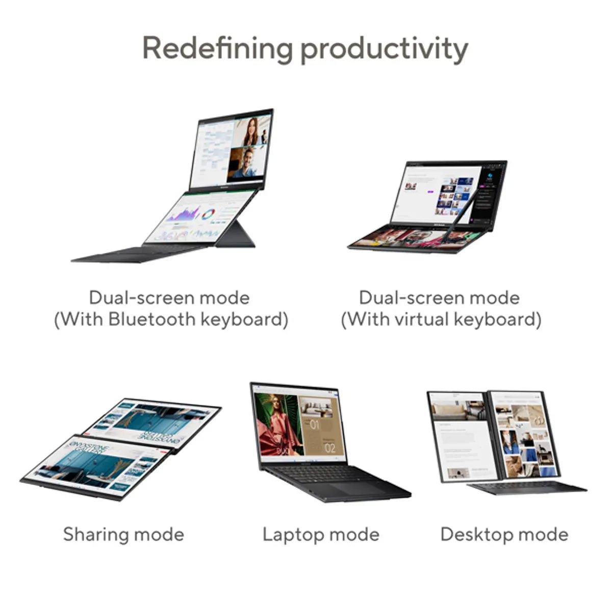 ASUS Zenbook Duo Intel Core Ultra 7 Processor, 32GB LPDDR5X RAM, 1TB SSD, 14" OLED Display, Intel Arc Graphics, Windows 11 Home, Basalt Gray, 2 Year Warranty | UX8406CA-OLED7
