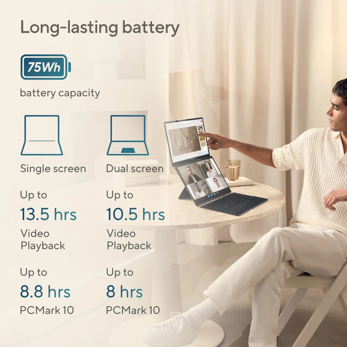 ASUS Zenbook Duo Intel Core Ultra 9 Processor, 32GB RAM, 2TB PCIE G4 SSD, 14" OLED Display, Intel Arc Graphics, WINDOW 11 HOME, GRAY, 2 YEARS WARRANTY | UX8406CA-PZ005W