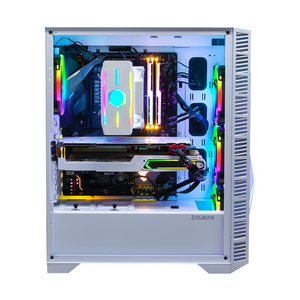 Zalman Z3 Iceberg E-ATX Case, Tempered Glass Side Panel, 2 x ARGB Fans Included, Supports 315mm GPU, White, 1 Year Warranty | ZM-Z3-ICEBERG-WHITE