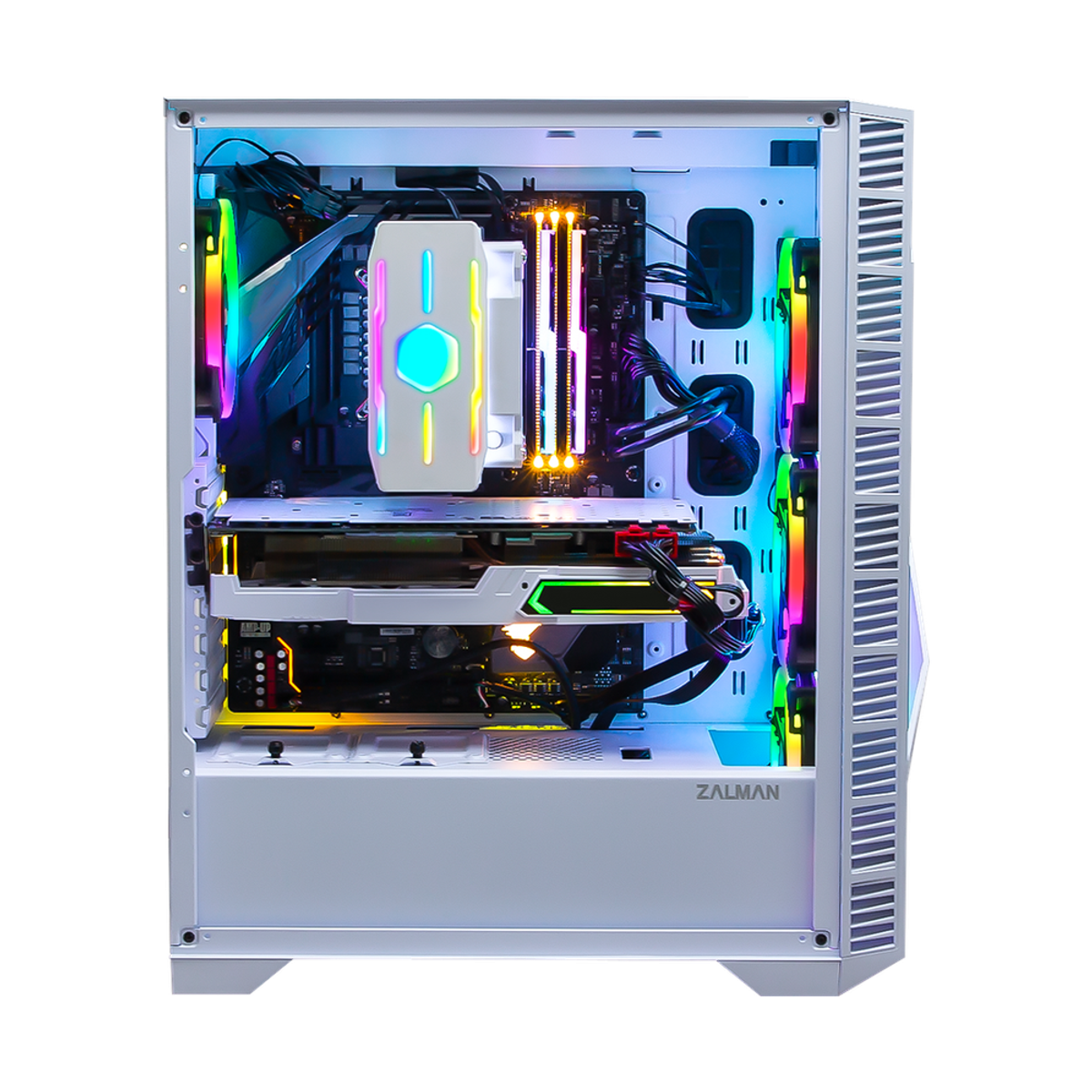 Zalman Z3 Iceberg E-ATX Case, Tempered Glass Side Panel, 2 x ARGB Fans Included, Supports 315mm GPU, White, 1 Year Warranty | ZM-Z3-ICEBERG-WHITE