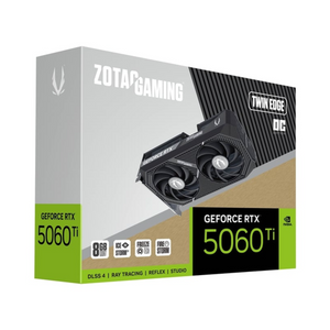 Zotac Gaming GeForce RTX 5060 Ti Twin Edge OC Edition Graphics Card, GDDR7 8GB 128-bit Memory, HDMI 2.1b & DP 2.1b Outputs, PCI Express 5.0, 2602 MHz Boost Clock, 28 Gbpsâ Memory Clock, 1 Year Warranty | ZT-B50610H-10M