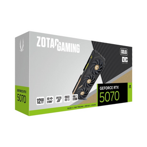 Zotac Gaming GeForce RTX 5070 SOLID OC Edition Graphics Card, GDDR7 12GB 192-bit Memory, HDMI 2.1b & DP 2.1b Outputs, PCI Express 5.0, 2542 MHz Boost Clock, 28 Gbpsâ Memory Clock, 1 Year Warranty | ZT-B50700J-10P